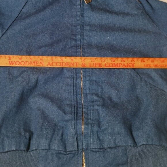 Vintage Walls Workwear Jacket S Blue Jean Denim Flannel Red Buffalo Plaid Lined - Picture 6 of 16